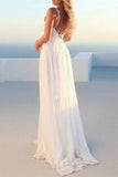 V-Neck Lace Beach Wedding Dress BM bride