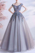 Gorgeous Off the Shoulder Long Ball Grown Prom Dress With Sweetheart Sequins