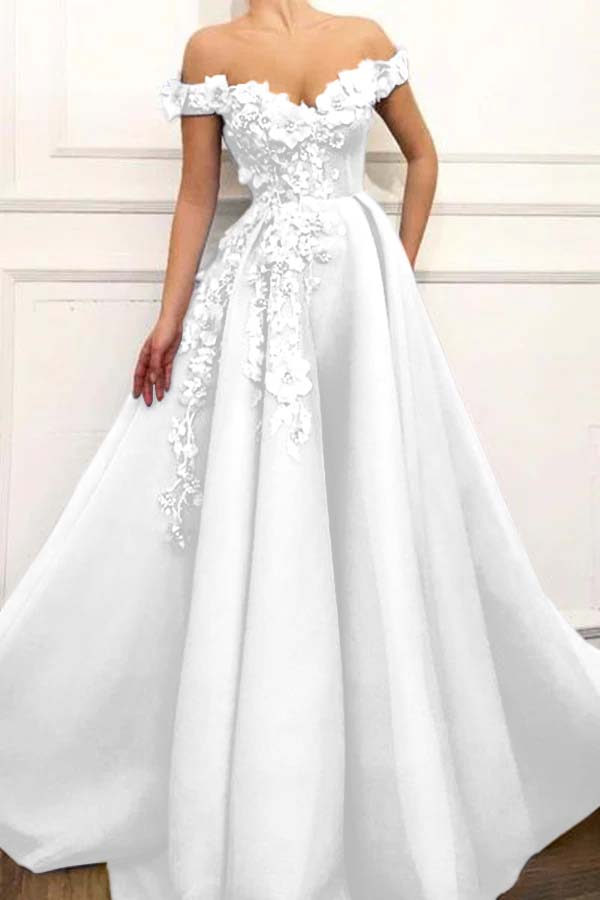 Strapless Off the Shoulder Sleeveless Long Prom Dress With Appliques BMBRIDE