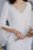 V-Neck Long Sleeve Slit Wedding Dress BM bride