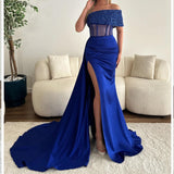 Glamorous Black Strapless Sequin Mermaid Prom Dress BM bride