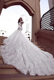 Off-the-Shoulder Long Sleeve Mermaid Wedding Dress with Beaded Lace Appliques BM bride