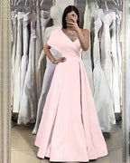 Elegant Royal Blue One Shoulder Sweetheart Off-the-Shoulder Evening Dress BM bride