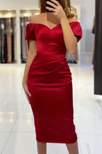 Burgundy Off-the-Shoulder Short Prom Dress BM bride