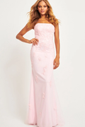 Strapless Sleeveless Long Mermaid Prom Dress With Appliques