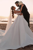 Charming One-Shoulder Long Sleeve A-Line Wedding Dress with Sequins BM bride