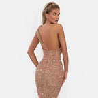 Luxury Crystal Diamante Mermaid Prom Dress Long Backless Sleeveless Evening Gowns BM bride