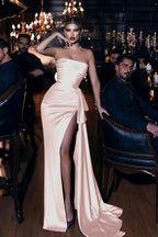 Royal Blue Straps Mermaid Prom Dress with Long Split BM bride
