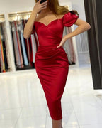 Burgundy Off-the-Shoulder Short Prom Dress BM bride