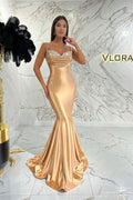 Spaghetti-Straps Sweetheart Mermaid Evening Dress with Sequins Online BM bride