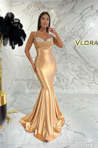 Spaghetti-Straps Sweetheart Mermaid Evening Dress with Sequins Online BM bride