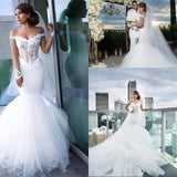 Off-the-Shoulder Mermaid Wedding Dress with Lace Appliques BM bride