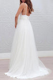 Spaghetti Strap Tulle Beach Wedding Dress BM bride