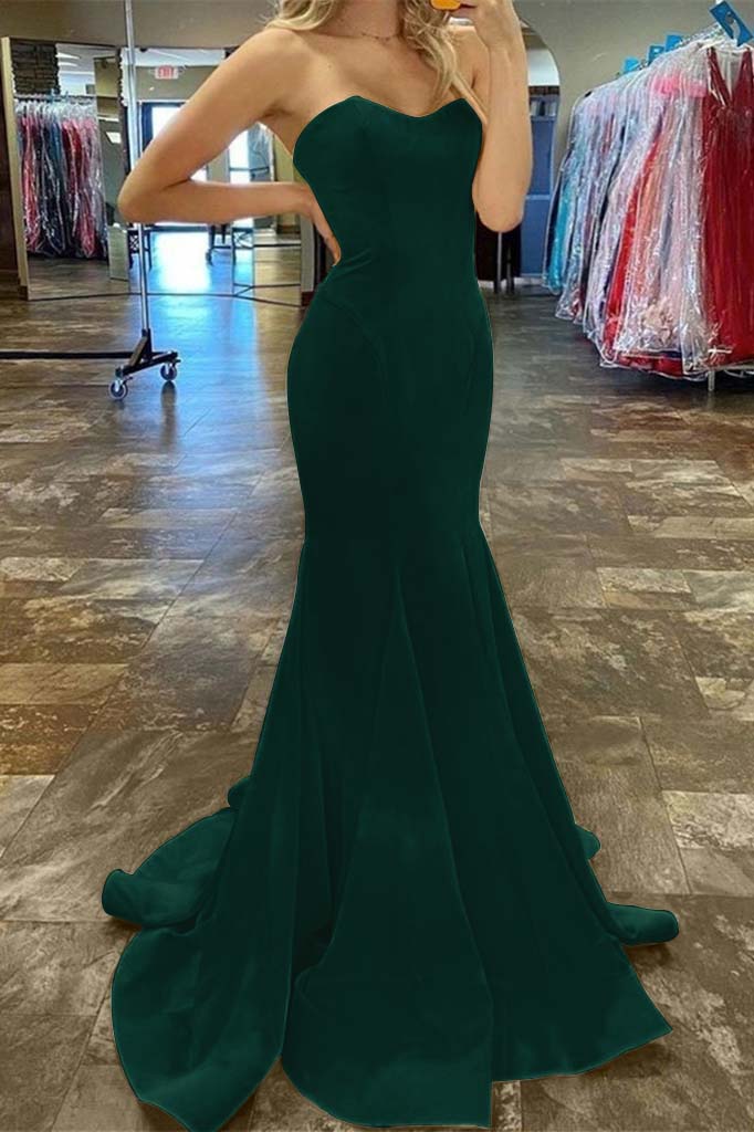 Charming Yellow Strapless Sleeveless Sweetheart Mermaid Long Prom Dress BMBRIDE
