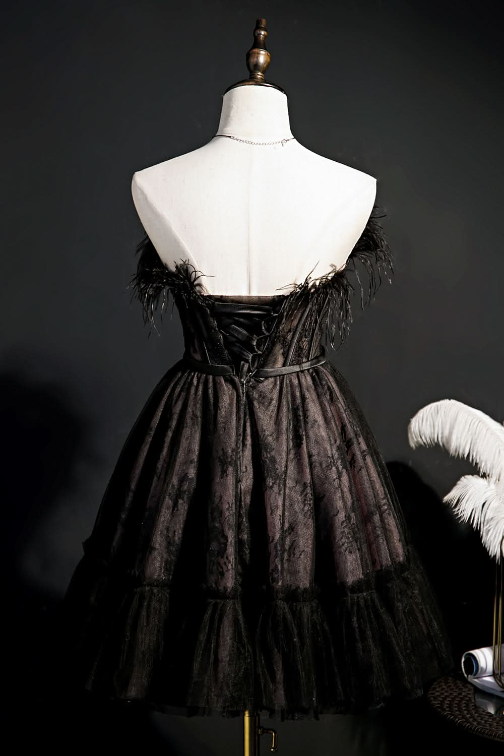 Cute Strapless Black Tulle Short Sexy Homecoming Dresses BM bride