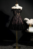 Cute Strapless Black Tulle Short Sexy Homecoming Dresses BM bride