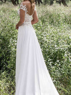 Short Sleeve Lace Wedding Dress with Slit BM bride