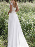 Short Sleeve Lace Wedding Dress with Slit BM bride