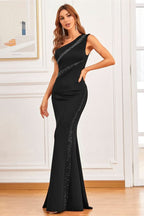 Red Mermaid Evening Dress with One Shoulder and Beaded Detail BM bride