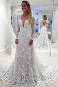 A-Line Off-the-Shoulder Wedding Dress Short Sleeves With Satin Ruffles Train BM bride