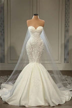 Beautiful Sweetheart Mermaid Wedding Dress with Lace Appliques Bridal Gowns on Sale BM bride