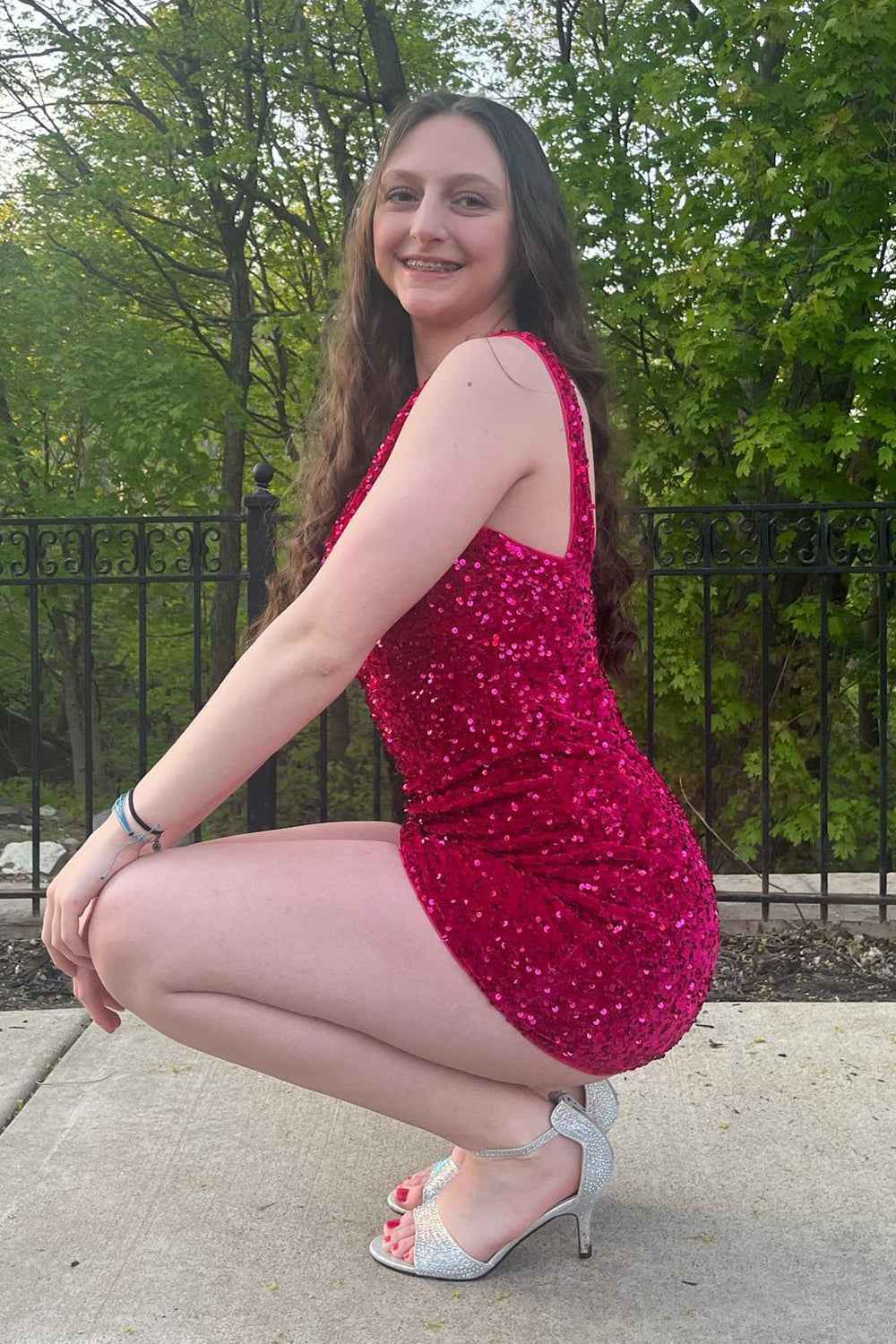 Tight Black Sequins One Shoulder Homecoming Dress Bmbride