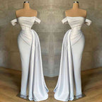 Beautiful White Pleated Bateau Sleeveless Prom Dress BM bride
