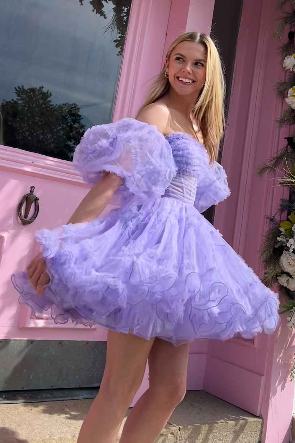 Light Pink Corset A-Line Short Homecoming Dress Bmbride