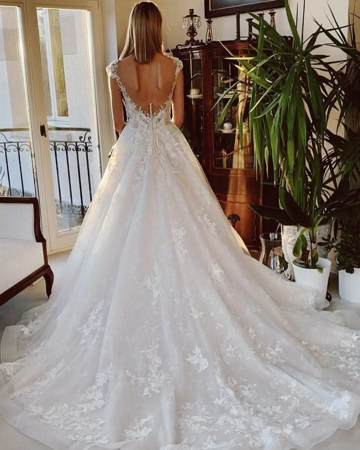 Short A-line Jewel Wedding Dress With Lace BM bride