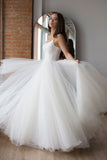 Spaghetti Strap Long Tulle Wedding Dress BM bride