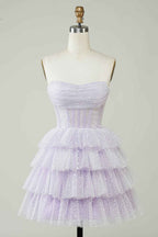 Orange Corset A-Line Short Tulle Homecoming Dress