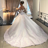 A-line Wedding Dress With Long Sleeves Satin Sweetheart Neckline BM bride