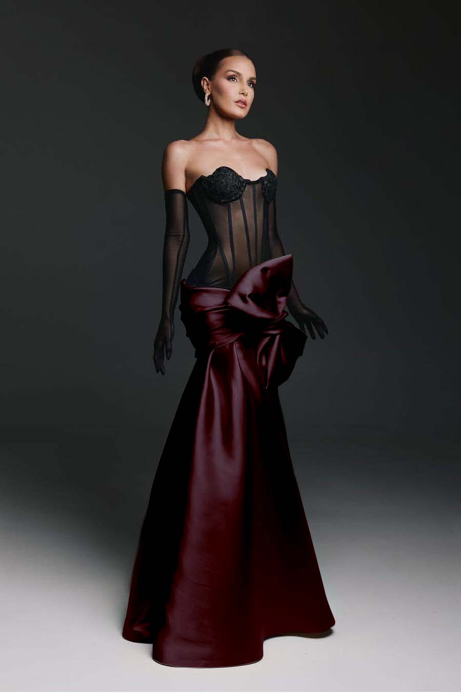 Strapless Sweetheart Sleeveless Long Mermaid Prom Dress With Gloves BMBRIDE