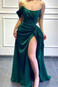 High Split Strapless Off the Shoulder Mermaid Prom Dress Dark Green Online