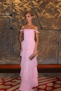 Sleeveless Off the Shoulder Strapless Long Prom Dress With Ruffles