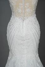 Mermaid Scoop Neck Jewel Wedding Dress with Beadings and Appliques BM bride