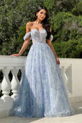 Off the Shoulder Strapless Sleeveless A Line Long Prom Dress With Beading