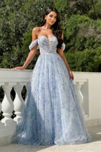 Off the Shoulder Strapless Sleeveless A Line Long Prom Dress With Beading