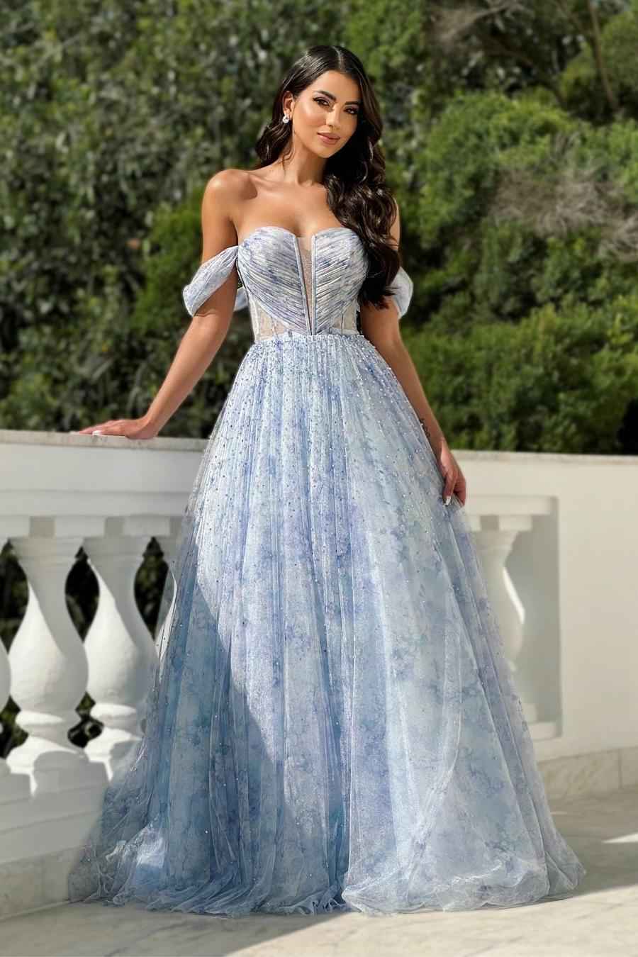 Off the Shoulder Strapless Sleeveless A Line Long Prom Dress With Beading