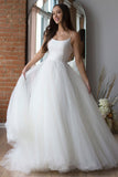 Spaghetti Strap Long Tulle Wedding Dress BM bride