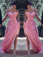 Candy Pink Off-the-Shoulder Prom Dress BM bride
