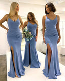Spaghetti-Strap Mermaid Evening Dress with Slit BM bride