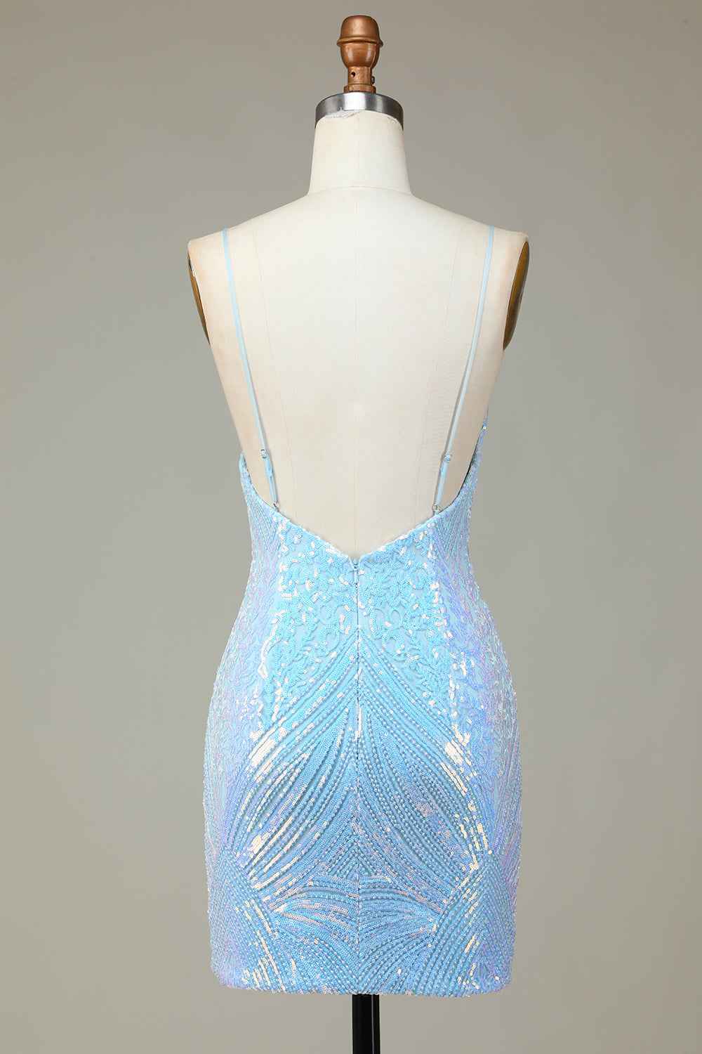 Glitter Blue Sequins Tight Short Homecoming Dress Bmbride