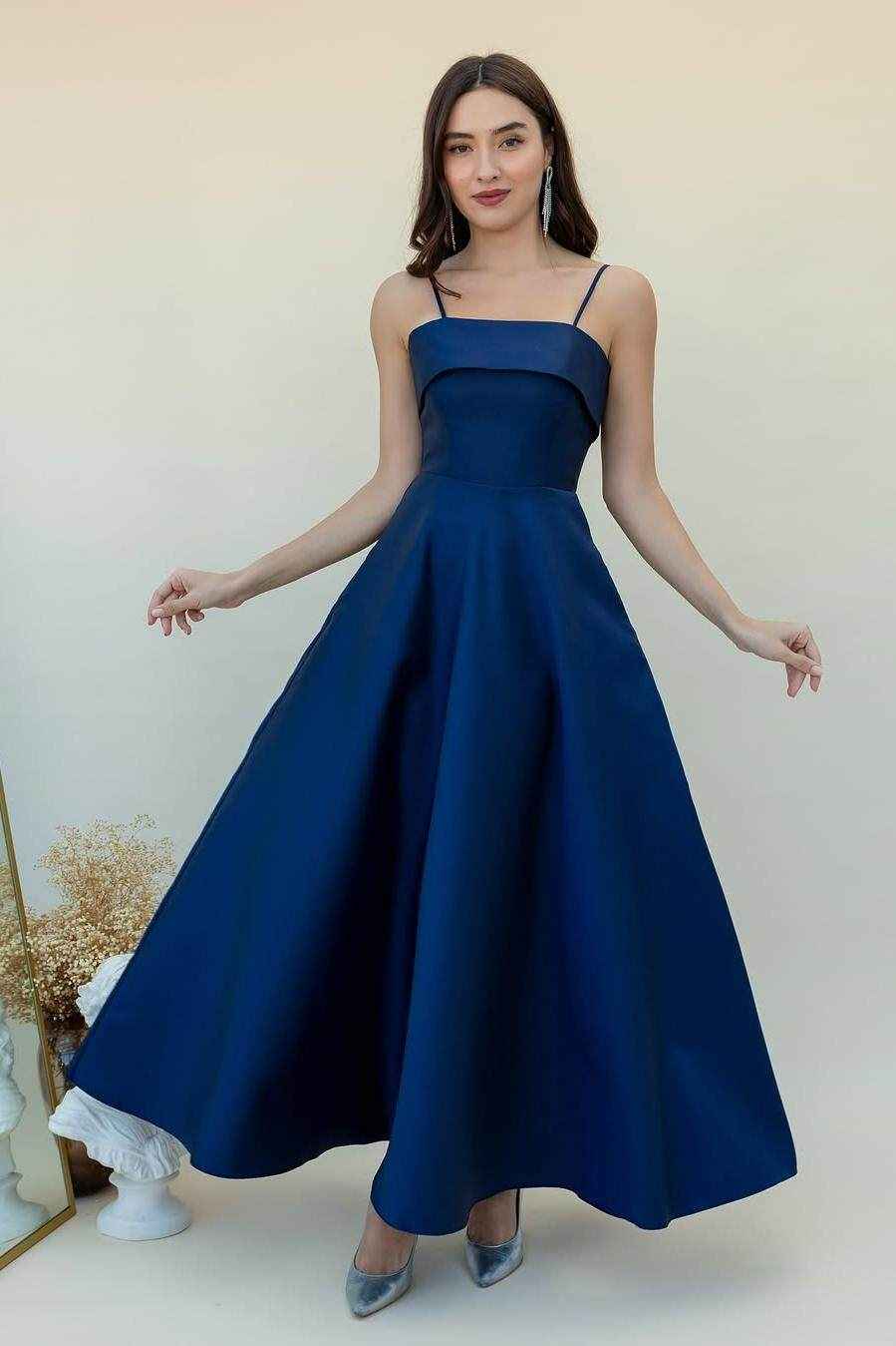 Spaghetti Strap Sleeveless A Line Long Prom Dress With Pleated