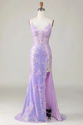 Glamorous Spaghetti Strap Applique Mermaid Prom Dress BM bride