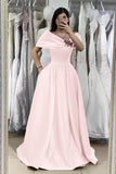 Gorgeous Fuchsia Off-The-Shoulder A-Line Prom Dress with Beadings Online BM bride