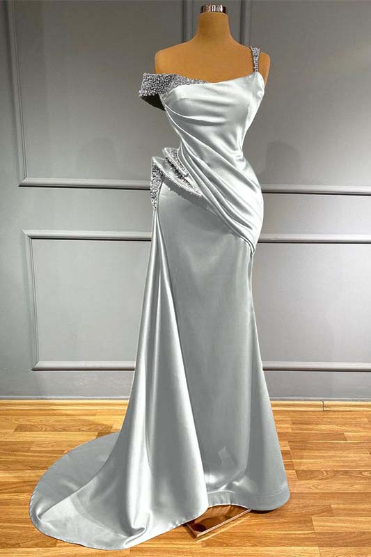 Long Off the Shoulder Mermaid Ruffles Prom Dress With Beading