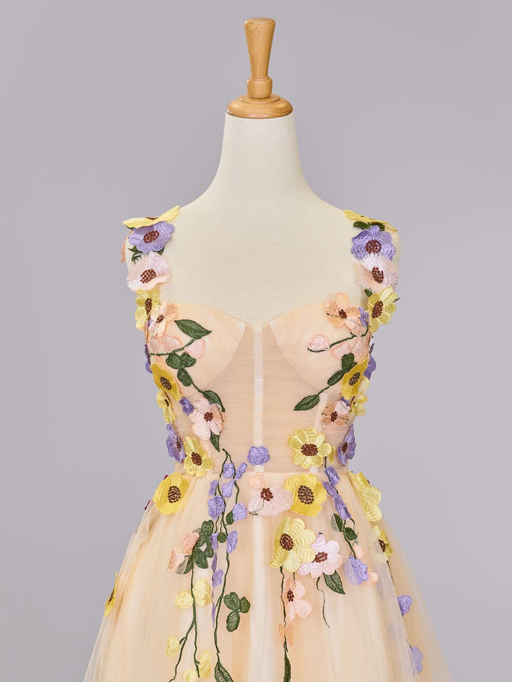 Enchanting A-Line Tulle Homecoming Dress Adorned with 3D Flowers BM bride