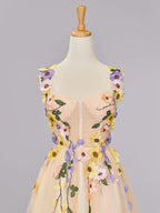 Enchanting A-Line Tulle Homecoming Dress Adorned with 3D Flowers BM bride
