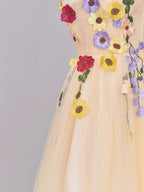 Enchanting A-Line Tulle Homecoming Dress Adorned with 3D Flowers BM bride